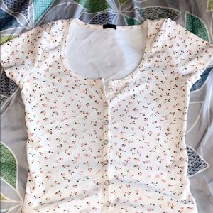 Brandy Melville White Floral Top